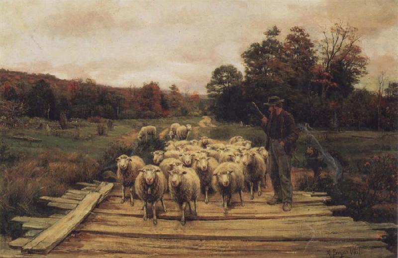 A. Bryan Wall Shepherd and Sheep Spain oil painting art